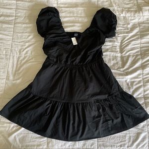 GAP LP large petite cotton Black Corset Tiered Mini Dress NWT